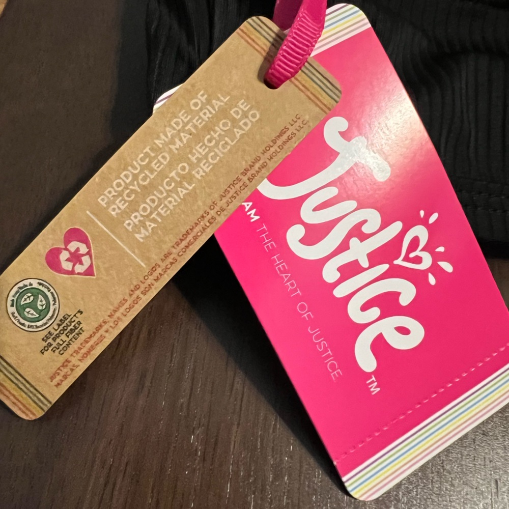 NWT Justice Girls Black 2 Piece Lace Up Swimsuit w/ Colorful Straps! M (10). - Picture 5 of 10